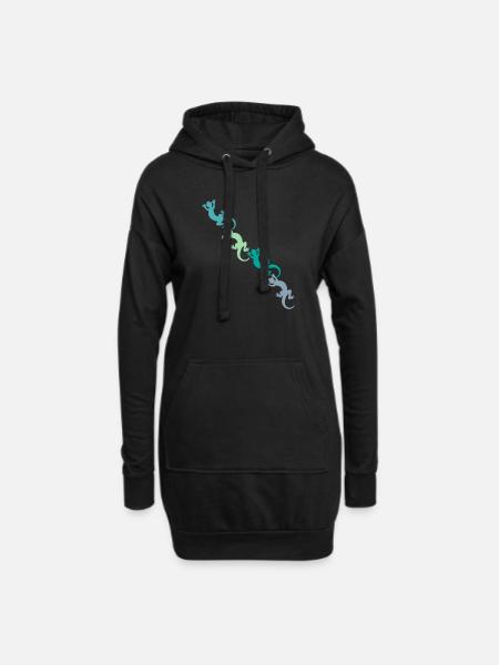 Eidechsen - Hoodie-Kleid - Schwarz