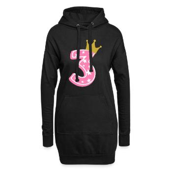 3 Krone 3. Geburtstag 3 Jahre - Hoodie-Kleid - Schwarz - Vorne