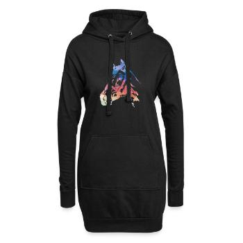 pferdekopf,pferd,aquarell,pink,malerei,bunt - Hoodie-Kleid - Schwarz - Vorne