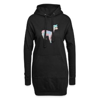 Alpaka, Llama, lama, beige,graffiti,bunt,pastell - Hoodie-Kleid - Schwarz - Vorne