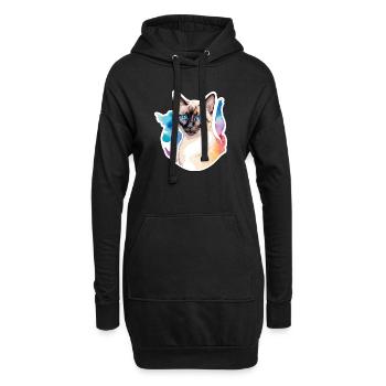 Chat siamois Aquarelles - Sweat-shirt à capuche long Femme - noir - Devant