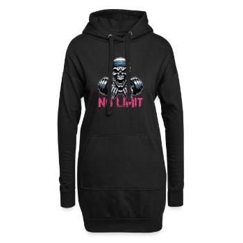 No Limit Workout Bodybuilding Skull mit Hantel - Hoodie-Kleid - Schwarz - Vorne