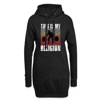 Bodybuilding is my religion Bpdybuilder GYM Retro - Hoodie-Kleid - Schwarz - Vorne