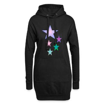 Stern . Bunte Sterne - Hoodie-Kleid - Schwarz - Vorne