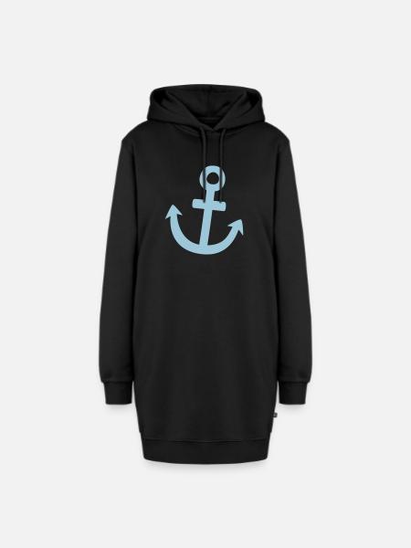 Illustration Anker Symbol maritim - Hoodie-Kleid - Schwarz