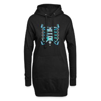 Dirndl Cordons avec des costumes bleus style - Sweat-shirt à capuche long Femme - noir - Devant