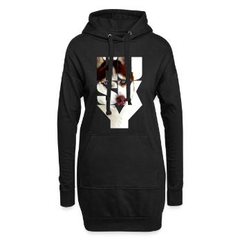 Husky cuivre tête rouge dans le texte - Sweat-shirt à capuche long Femme - noir - Devant