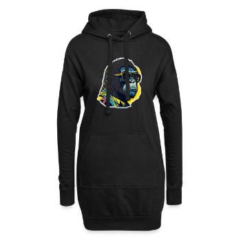 Gorilla mit Sonnebrille - Hoodie-Kleid - Schwarz - Vorne