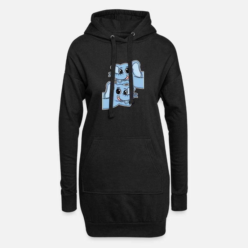 Elefant Elefanten - Hoodie-Kleid - Schwarz