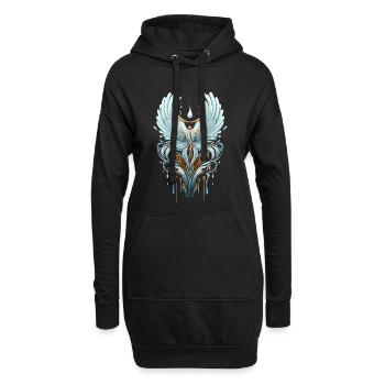 Celestial Swan with Ethereal Wings - Hoodie Dress - black - Front
