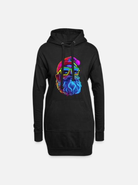 Neon Santa Popart - Hoodie-Kleid - Schwarz
