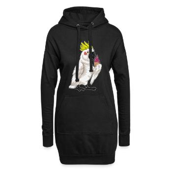 Papagei Waffeleis - Hoodie-Kleid - Schwarz - Vorne