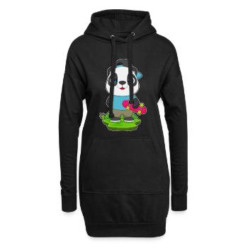 Panda Skater Skateboard Sport - Hoodie-Kleid - Schwarz - Vorne
