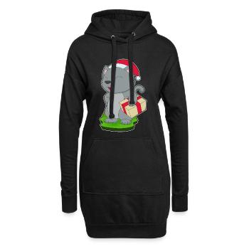 Forfait Noël chat - Sweat-shirt à capuche long Femme - noir - Devant