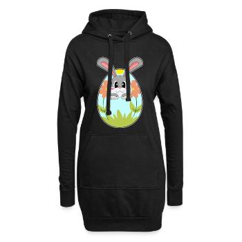 Bunny Easter Easter Egg - Hoodie Dress - black - Front