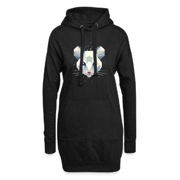 Souris des neiges géométrique - Portrait d’animal d’hiver - Sweat-shirt à capuche long Femme - noir - Devant