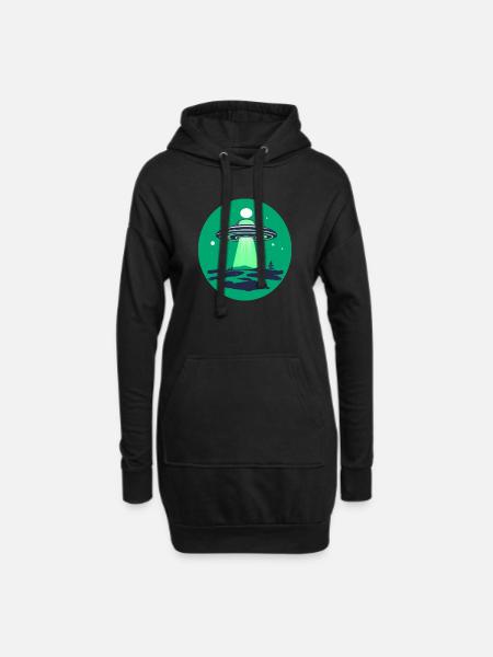 UFO Visitors - Hoodie Dress - black