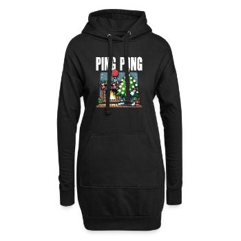 Tischtennis Weihnachtsbaum Kostüm Tannenbaum - Hoodie-Kleid - Schwarz - Vorne