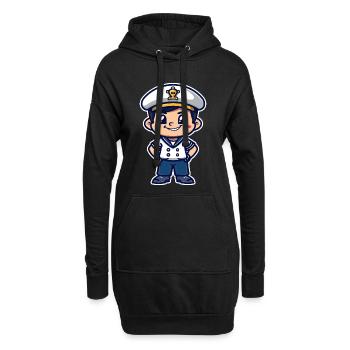 Kleiner Seemannskapitän Comic - Hoodie-Kleid - Schwarz - Vorne
