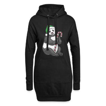 Panda Canne de Noël - Sweat-shirt à capuche long Femme - noir - Devant