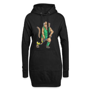 Affe Feldhockey Hockeyschläger - Hoodie-Kleid - Schwarz - Vorne