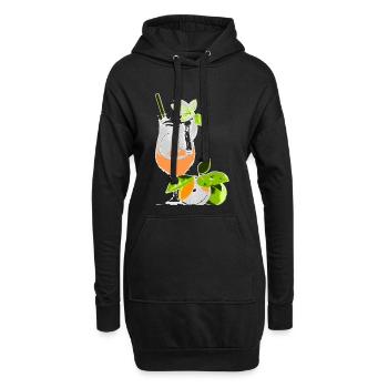 Verre à cocktail à l’orange et à la menthe - Sweat-shirt à capuche long Femme - noir - Devant