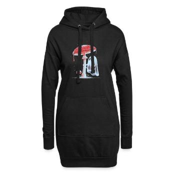 Gruseliger Geist mit blutigem rotem Pilz - Hoodie-Kleid - Schwarz - Vorne