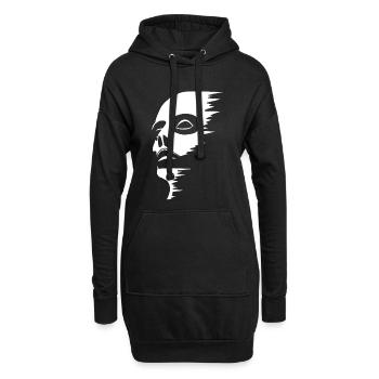 Geisterhaftes Gesicht - Hoodie-Kleid - Schwarz - Vorne