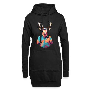 Geometrischer Hirsch im Hoodie - Hoodie-Kleid - Schwarz - Vorne