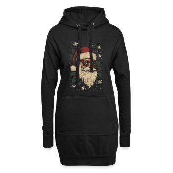 Cooler Weihnachtsmann mit Sonnenbrille Weihnachten - Hoodie-Kleid - Schwarz - Vorne