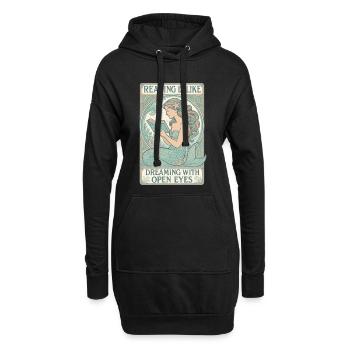 Meerjungfrau Nixe Lesen Träumen Bücher Geschenk - Hoodie-Kleid - Schwarz - Vorne