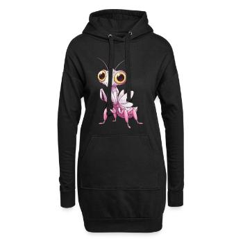 Süße Orchideenmantis mit großen Augen - Hoodie-Kleid - Schwarz - Vorne