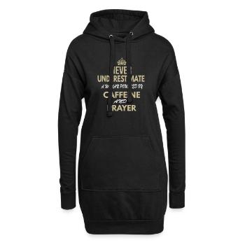 Unterschätze niemals eine Frau, die von Koffein angetrieben wird - Hoodie-Kleid - Schwarz - Vorne