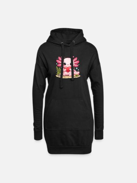 Axolotl - Hoodie-Kleid - Schwarz