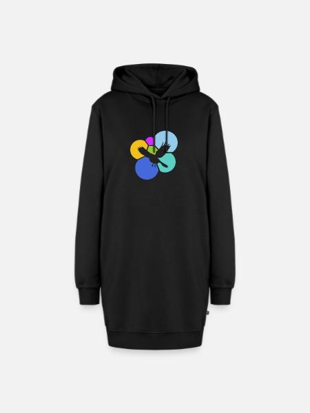 Tier Vogelschwarm Birds - Hoodie-Kleid - Schwarz
