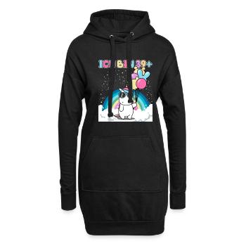 40 Geburtstag Frauen Männer Deko Geschenk Einhorn - Hoodie-Kleid - Schwarz - Vorne