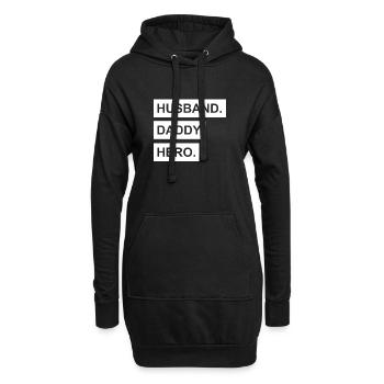 Père père héros fête des pères famille papa homme papa - Sweat-shirt à capuche long Femme - noir - Devant