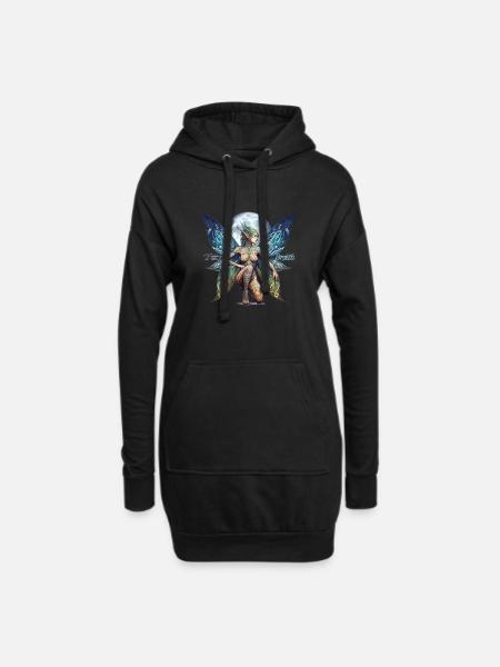 Moon Butterfly Fairy von FairyBreizh - Hoodie-Kleid - Schwarz