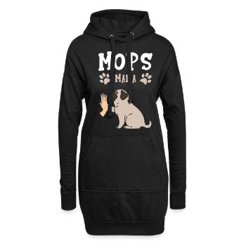 Mops Mama Hund Hundehalter Geschenk Frauchen Mops - Hoodie-Kleid - Schwarz - Vorne