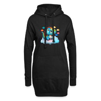 Dinosaurier Baby Kind Regenbogen Geschenk - Hoodie-Kleid - Schwarz - Vorne