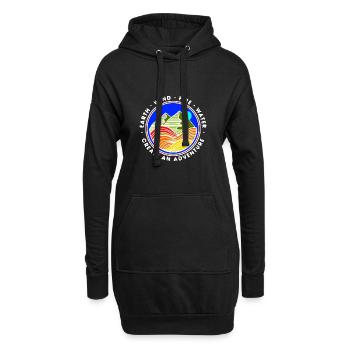Natur Berge Wasser Sonne Illustration - Hoodie-Kleid - Schwarz - Vorne