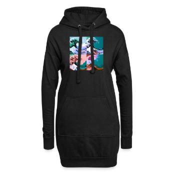 Welle von kanagawa,Welle,illustration,Japan,petrol - Hoodie-Kleid - Schwarz - Vorne