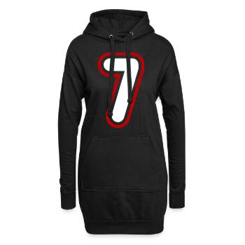 7 Zahl nummer - Hoodie-Kleid - Schwarz - Vorne