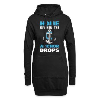 Home Is Where The Anchor Drops Bootskapitän - Hoodie-Kleid - Schwarz - Vorne
