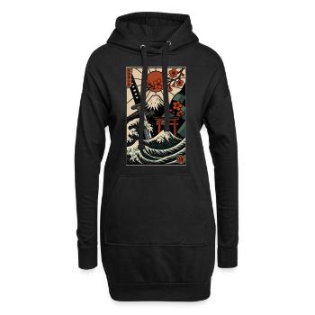 Estampe japonaise - Sweat-shirt à capuche long Femme - noir - Devant