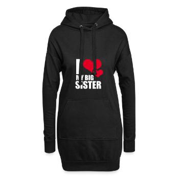 J'aime ma grande soeur - J'aime ma soeur - Sweat-shirt à capuche long Femme - noir - Devant