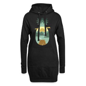 Vintage fruits tropicaux - ananas - Sweat-shirt à capuche long Femme - noir - Devant