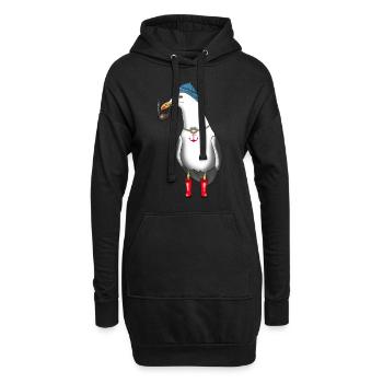 Möwe Seemann Kapitän - Hoodie-Kleid - Schwarz - Vorne