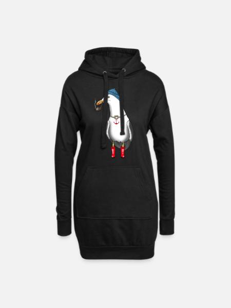 Möwe Seemann Kapitän - Hoodie-Kleid - Schwarz