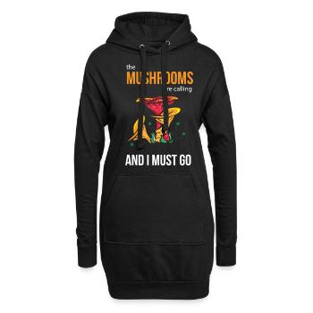 Pilzsammler - Hoodie-Kleid - Schwarz - Vorne